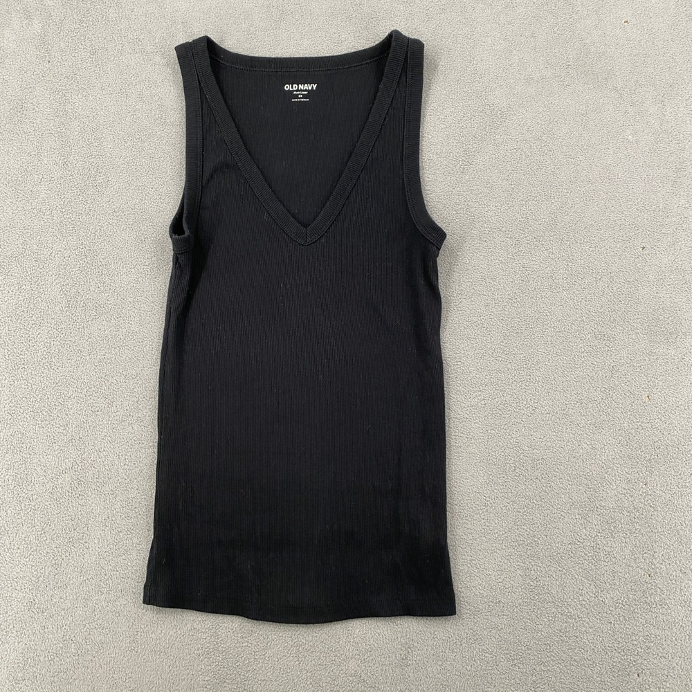 Old Navy First-Layer Ribbed Tank Top Black V-Neck Slim Fit XS